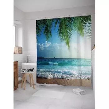 JoyArty Штора-занавеска для ванной из сатена с крючками Морские ветра 200х180 см