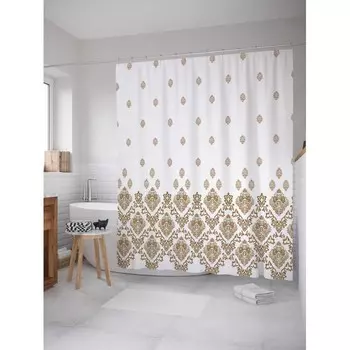 JoyArty Штора-занавеска для ванной из сатена с крючками Роскошь 200х180 см