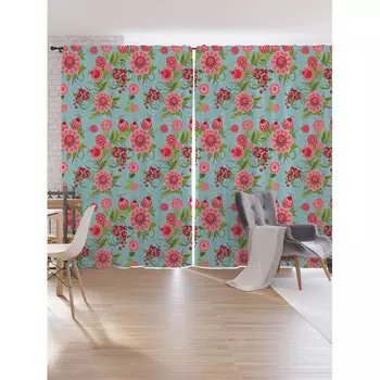 JoyArty Шторы под лён Цветочные колючки серия Oxford DeLux 340х265 см