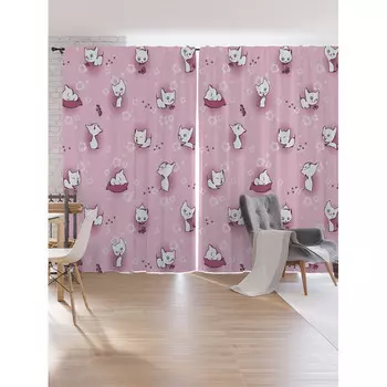 JoyArty Шторы под лён Цветочные коты серия Oxford DeLux 340х265 см