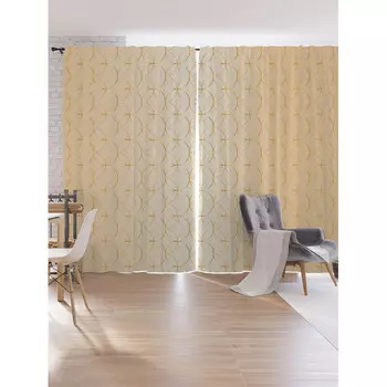 JoyArty Шторы под лён Круговые прикосновения серия Oxford DeLux 340х265 см
