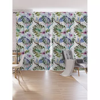 JoyArty Шторы под лён Тропикана серия Oxford DeLux 340х265 см