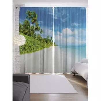 JoyArty Шторы с фотопечатью Береговые заросли из сатена 290х265 см