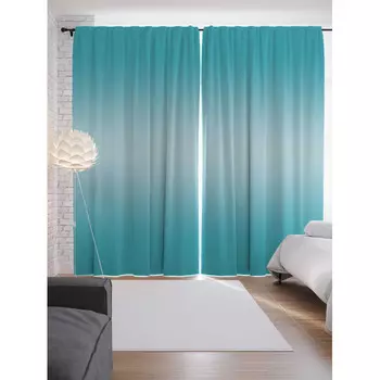 JoyArty Шторы с фотопечатью Бирюзовый переход из сатена 290х265 см