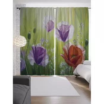 JoyArty Шторы с фотопечатью Цветочная энергия из сатена 290х265 см