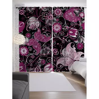 JoyArty Шторы с фотопечатью Цветочный уголок из сатена 290х265 см