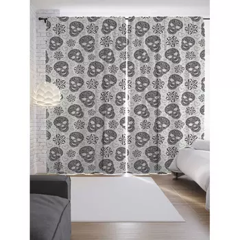 JoyArty Шторы с фотопечатью Цветочный ужас из сатена 290х265 см