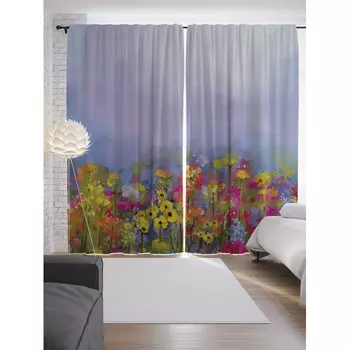 JoyArty Шторы с фотопечатью Цветы поднебесья из сатена 290х265 см