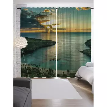 JoyArty Шторы с фотопечатью Дикий пляж из сатена 290х265 см