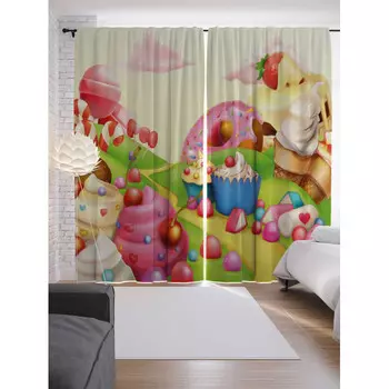 JoyArty Шторы с фотопечатью Долина сладостей из сатена 290х265 см