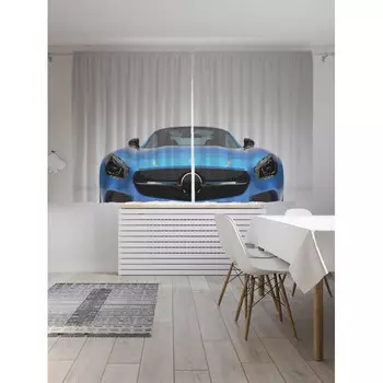 JoyArty Шторы с фотопечатью Лазурная машина из сатена 290х180 см