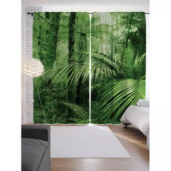 JoyArty Шторы с фотопечатью Лесной папоротник из сатена 290х265 см