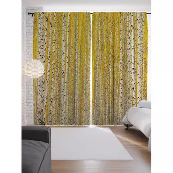 JoyArty Шторы с фотопечатью Много берез из сатена 290х265 см