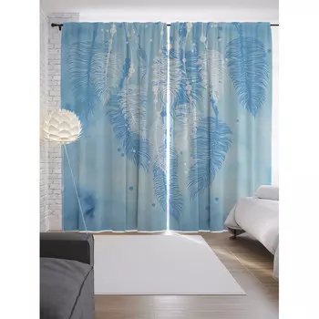 JoyArty Шторы с фотопечатью Морозные перья из сатена 290х265 см