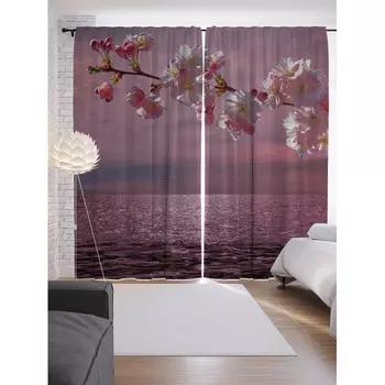 JoyArty Шторы с фотопечатью Морская арка из сатена 290х265 см
