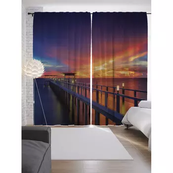 JoyArty Шторы с фотопечатью Мост к середине моря из сатена 290х265 см
