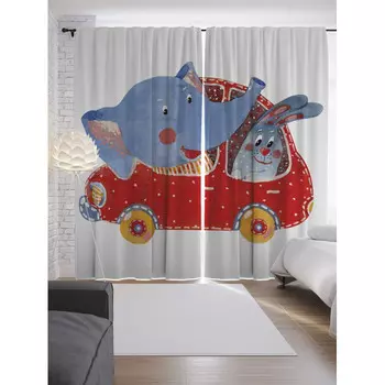 JoyArty Шторы с фотопечатью На машине с ветерком из сатена 290х265 см