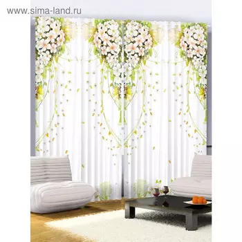 JoyArty Шторы с фотопечатью Нежные букеты из сатена 290х265 см
