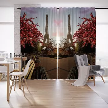 JoyArty Шторы с фотопечатью Популярный парк из сатена 290х265 см