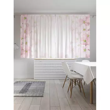 JoyArty Шторы с фотопечатью Розовые цветы из сатена 290х180 см