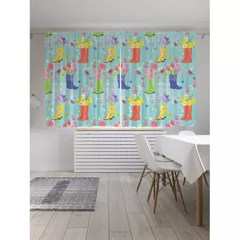JoyArty Шторы с фотопечатью Сапоги с цветами из сатена 290х180 см