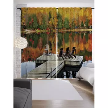 JoyArty Шторы с фотопечатью Собрание на мостике из сатена 290х265 см