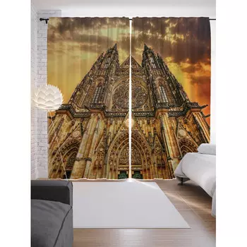 JoyArty Шторы с фотопечатью Старинный собор из сатена 290х265 см