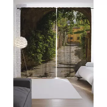 JoyArty Шторы с фотопечатью Тихий переулок из сатена 290х265 см