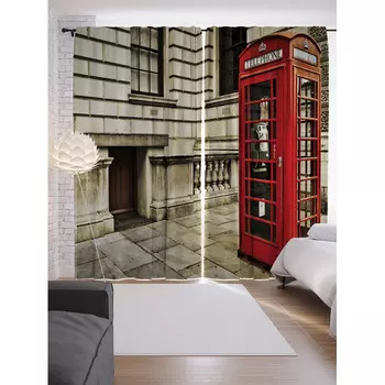 JoyArty Шторы с фотопечатью Уличный телефон из сатена 290х265 см