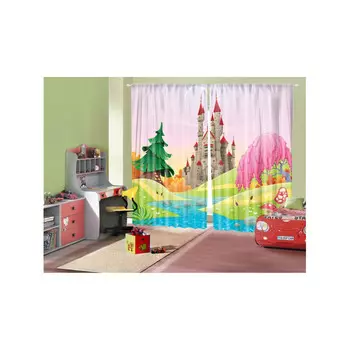 JoyArty Шторы с фотопечатью Замок у реки из сатена 290х265 см