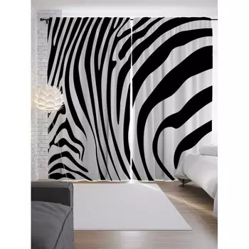 JoyArty Шторы с фотопечатью Зебровый узор из сатена 290х265 см