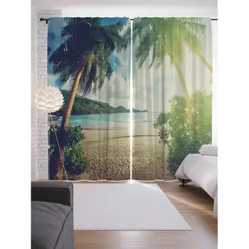 JoyArty Шторы с фотопечатью Жара на песке из сатена 290х265 см