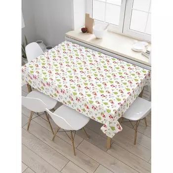 JoyArty Скатерть на кухонный стол Дед Мороз с гномами 145x120 см