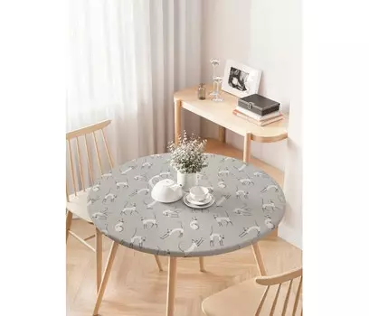 JoyArty Скатерть на кухонный стол Кошачьи игрища круглая на резинке от 75 до 100 см