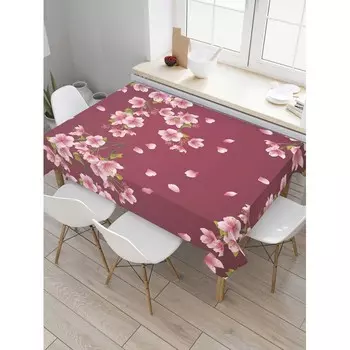 JoyArty Скатерть прямоугольная из сатена Цветки сакуры 180x145