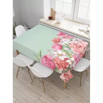 JoyArty Скатерть прямоугольная из сатена Цветы в подарок 180x145