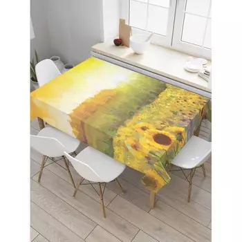 JoyArty Скатерть прямоугольная из сатена Подсолнухи на рассвете 180x145