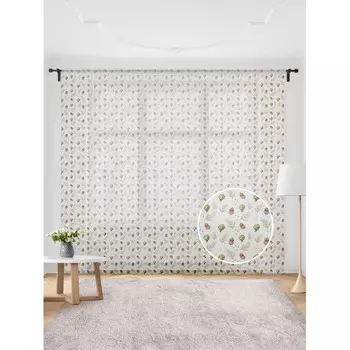 JoyArty Жаккардовый тюль на шторной ленте Артишоки 300x255