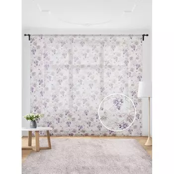 JoyArty Жаккардовый тюль на шторной ленте Виноградная лоза 300x255