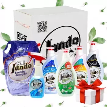 Jundo Набор: гели для мытья посуды и стирки кондиционер спрей для окон (6 средств)