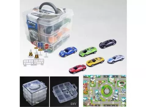 Junfa Машинки металлические 1:64 с аксессуарами