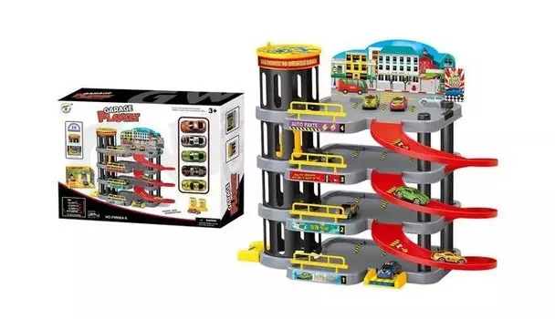 Junfa Парковка с лифтом в наборе с 5 машинками (27 элементов)