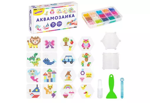 Юнландия Аквамозаика 15 цветов 1500 бусин