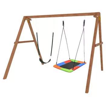 Качели National Tree Company деревянные с гибкими качелями и гнездом Лодка