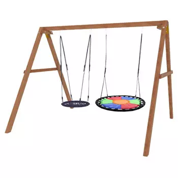 Качели National Tree Company деревянные с гнездом Свиби и гнездом 60 см