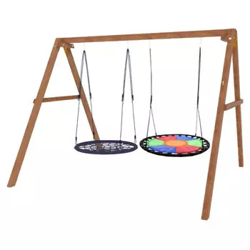 Качели National Tree Company деревянные с гнездом Свиби и гнездом 100 см