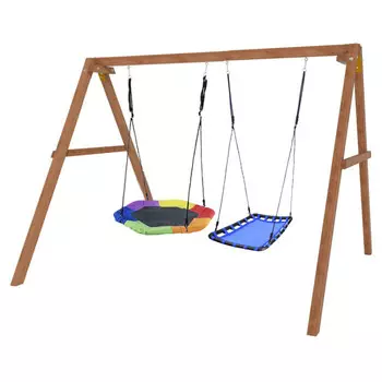 Качели National Tree Company деревянные с гнездом Гексагон и гнездом Лодка