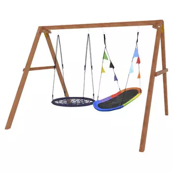 Качели National Tree Company деревянные с овальным гнездом Лодка и гнездом 100 см