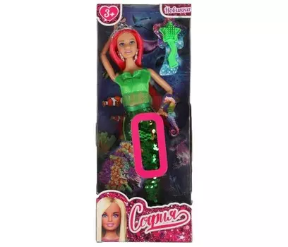 Карапуз Кукла София русалка, руки и ноги сгибаются, цветные волосы 29 см 66001M