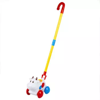 Каталка-игрушка Bondibon с ручкой Коровка